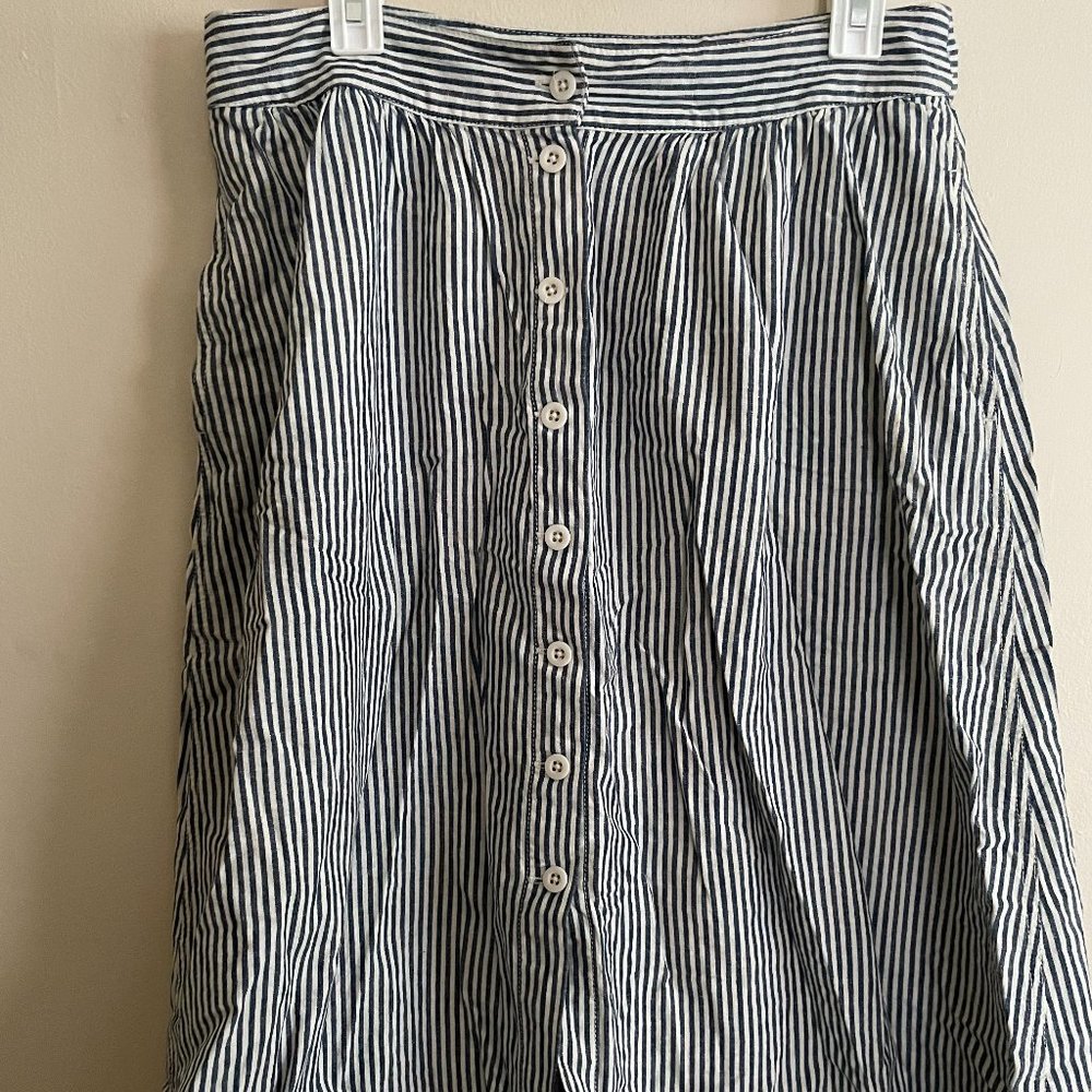 Madewell Striped Button Down Midi Skirt with Pockets - Size 12